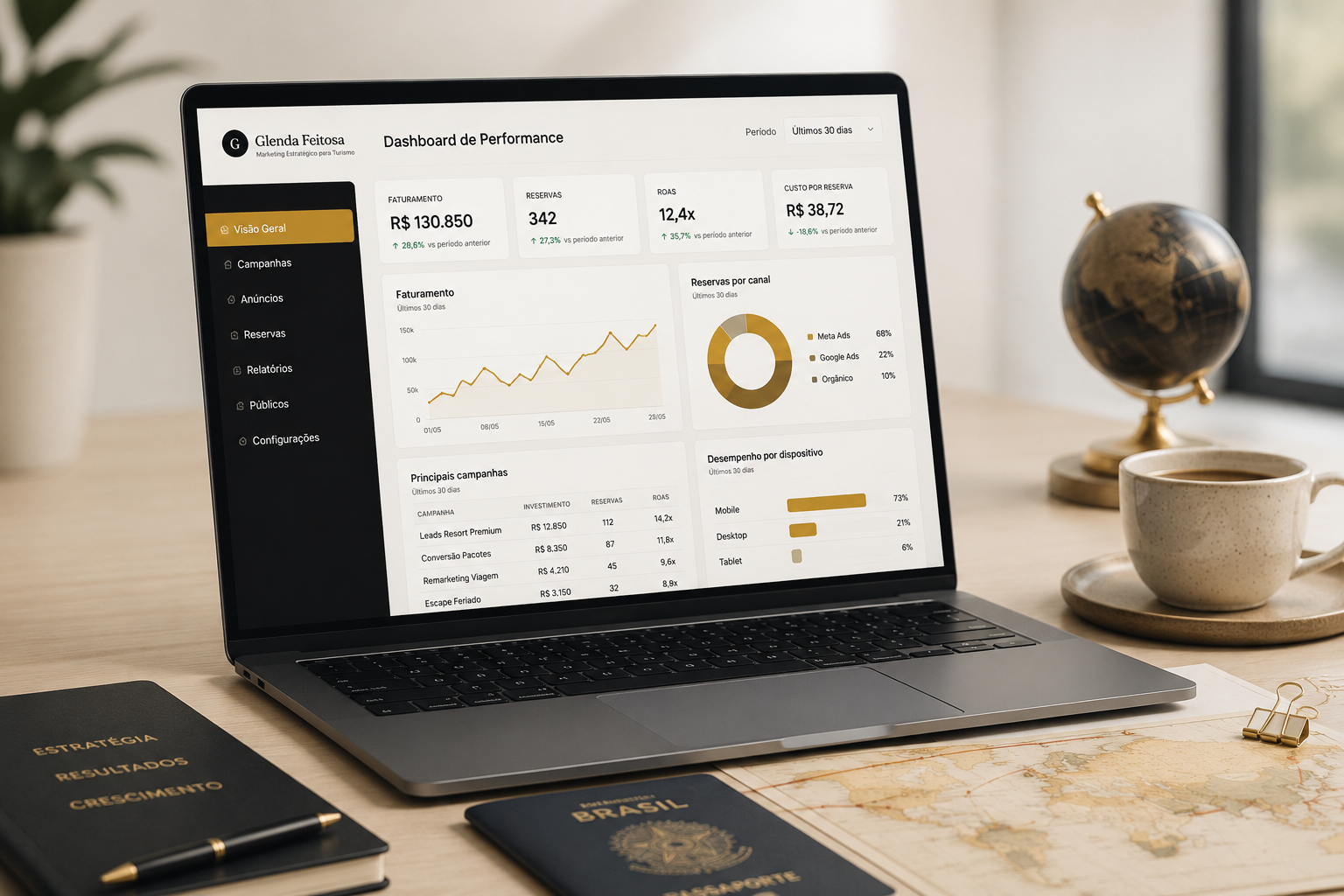 Dashboard de performance - Glenda Feitosa